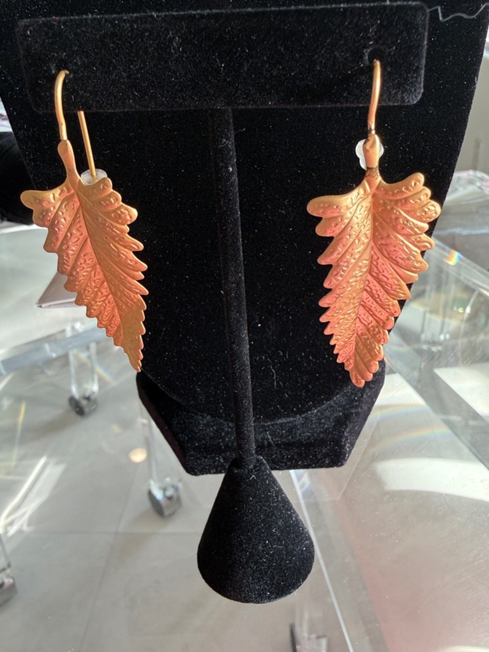 Copper Leaf Dangle Earrings for Women